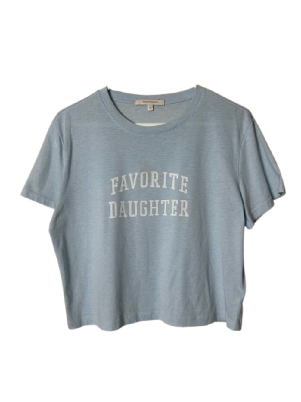 Favorite Daughter light blue spell out crop tee womens M